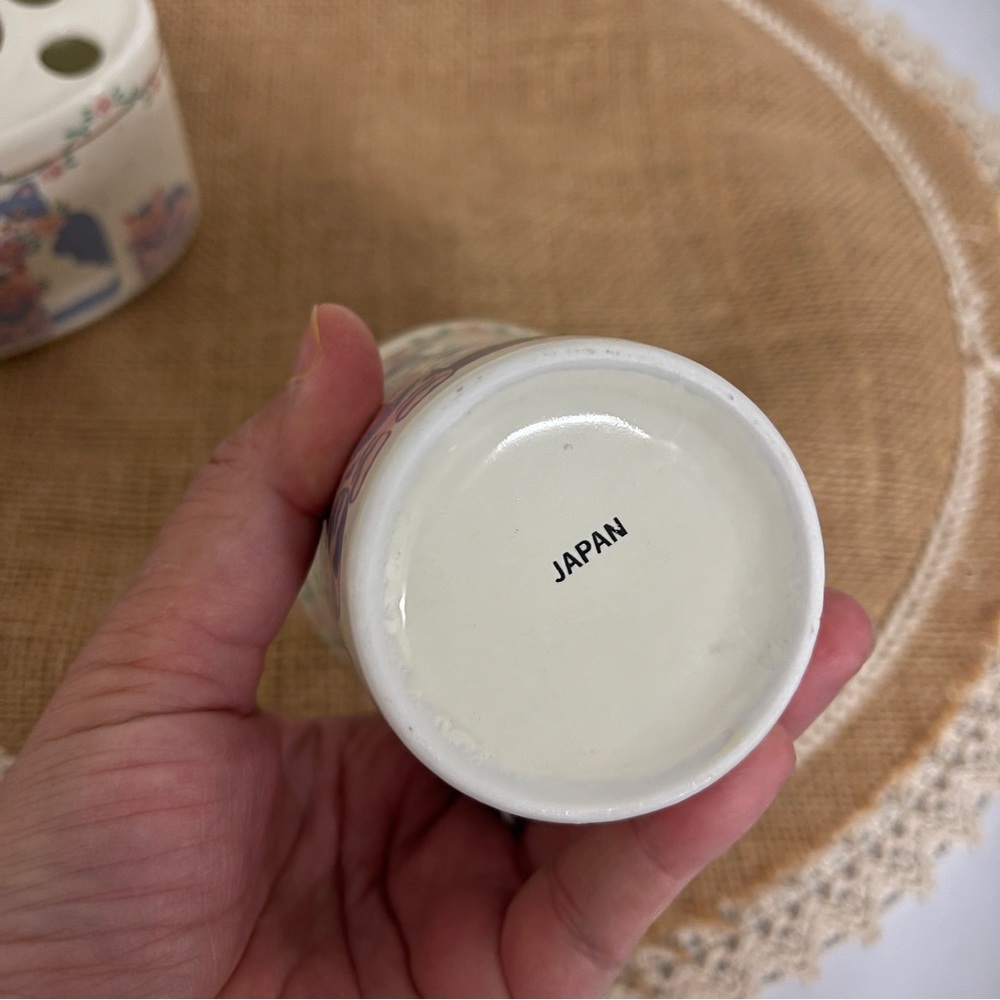 NWT vintage Japan 3pcs porcelain toothbrush holder /tumbler /loap dish gift set - Picture 8 of 11